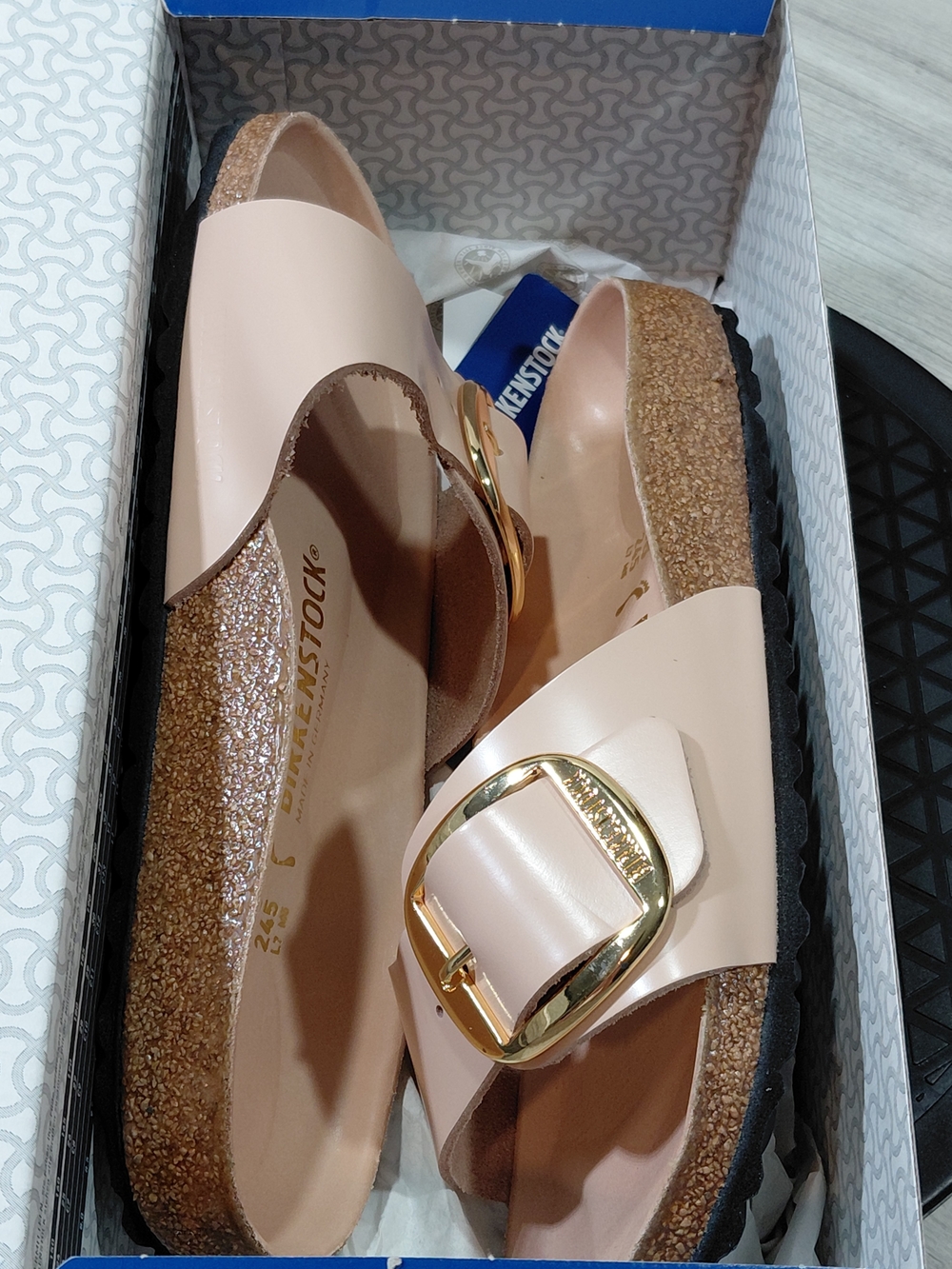 NWT Birkenstock Madrid Big Buckle Women’s Slide Sandals – High Shine New Beige 7 - Picture 12 of 13